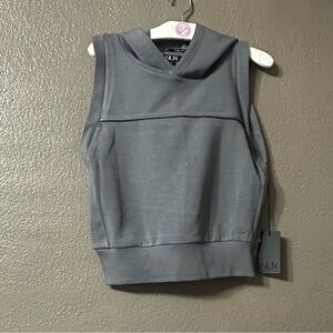 NUX Sleeveless Hoodie in Lava Stone Gray Small NWT